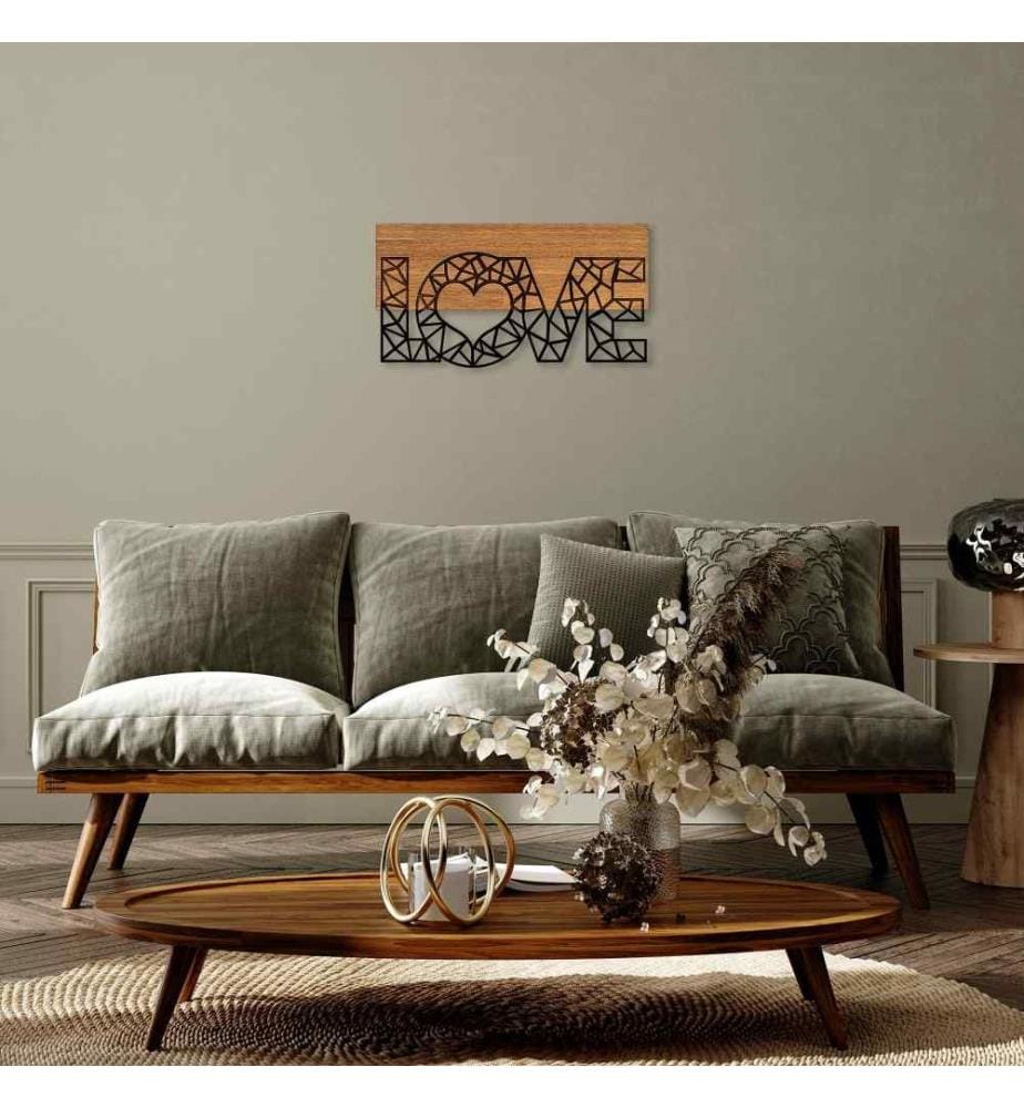 Dekoratives Wandaccessoire aus Holz, Schwarznuss, 50% Holz - 50% Metall
