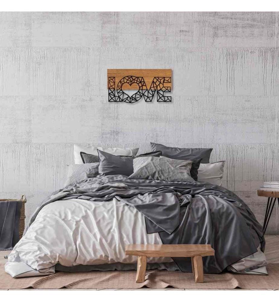 Dekoratives Wandaccessoire aus Holz, Schwarznuss, 50% Holz - 50% Metall