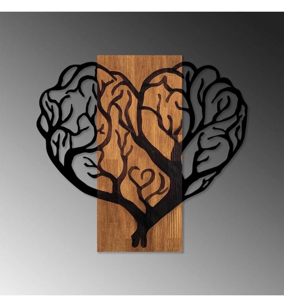 Dekoratives Wandaccessoire aus Holz, Walnuss Schwarz, 50% Holz - 50% Metall