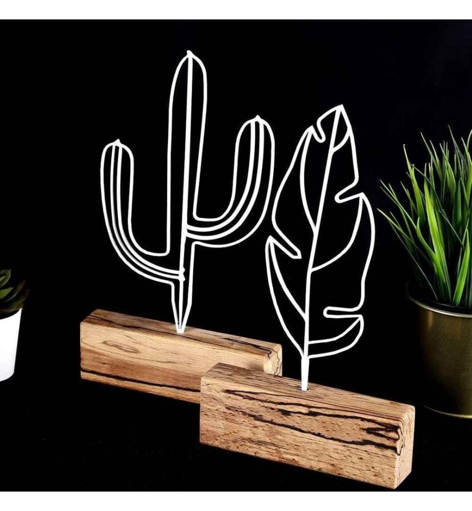 Set d'objets décoratifs, 2 pièces, blanc, métal ; bois