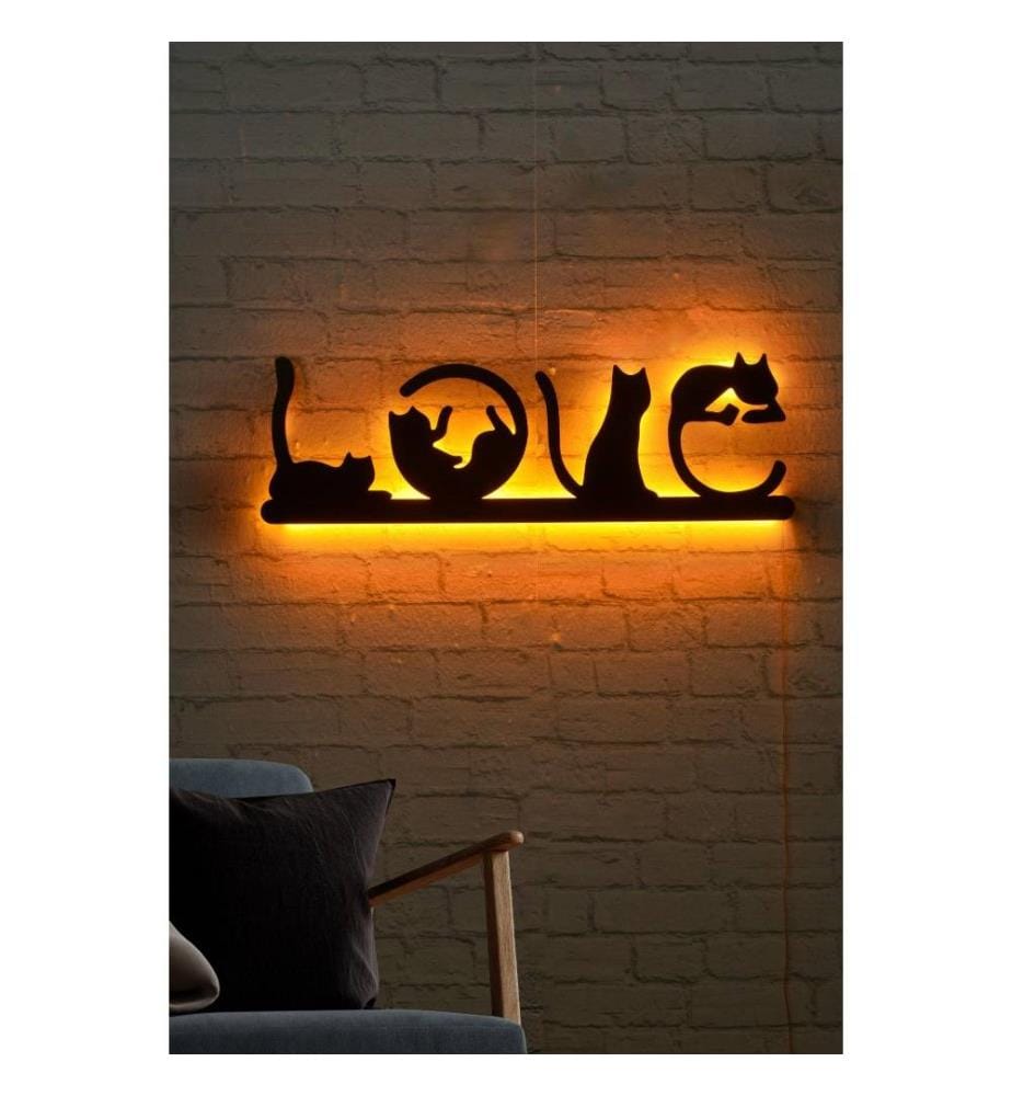 Dekorative Led-Beleuchtung, gelb, schwarzer MDF-Plattensockel, 60 Leds-M Led-Streifen