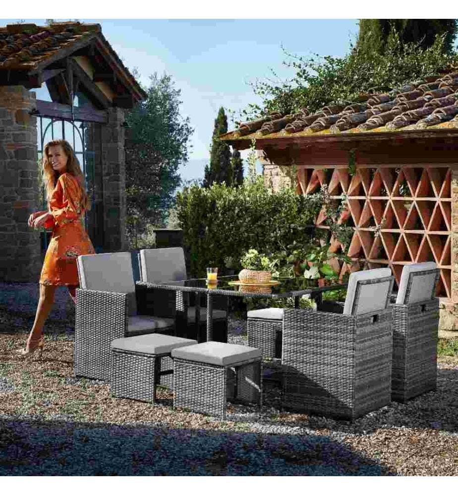 TECTAKE Rattan Sitzgruppe Bilbao 441 mit Schutzh… DeinDeal