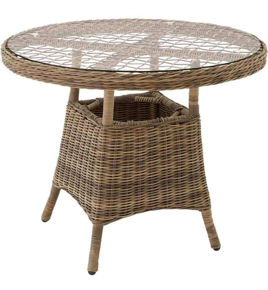 TECTAKE Aluminium Rattan Gartentisch mit Glaspla… DeinDeal
