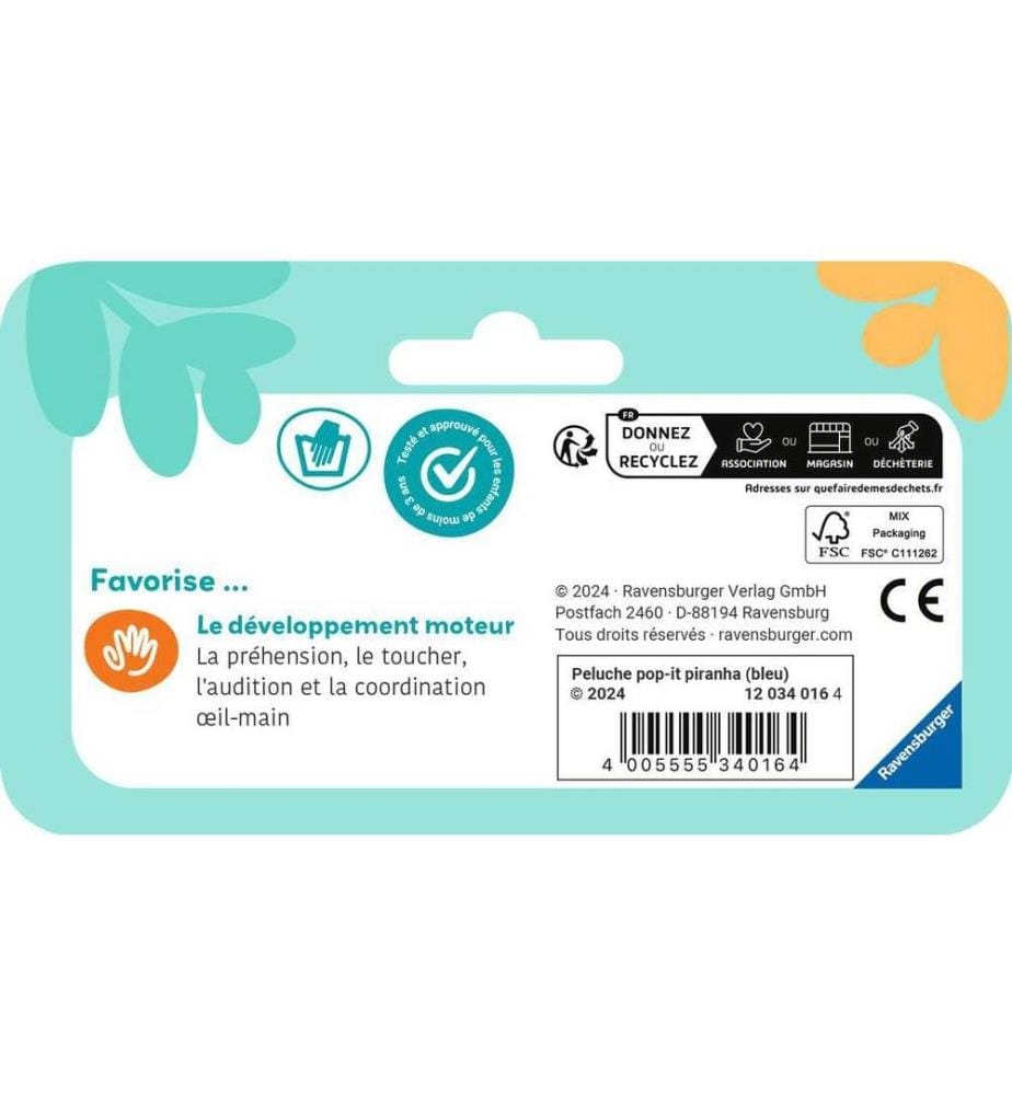 Ravensburger 4876 Play+ Pop-it Piranha  Blue , Cuddly Toy With Many Play Effects Baby Toy From 0 Months - View #13