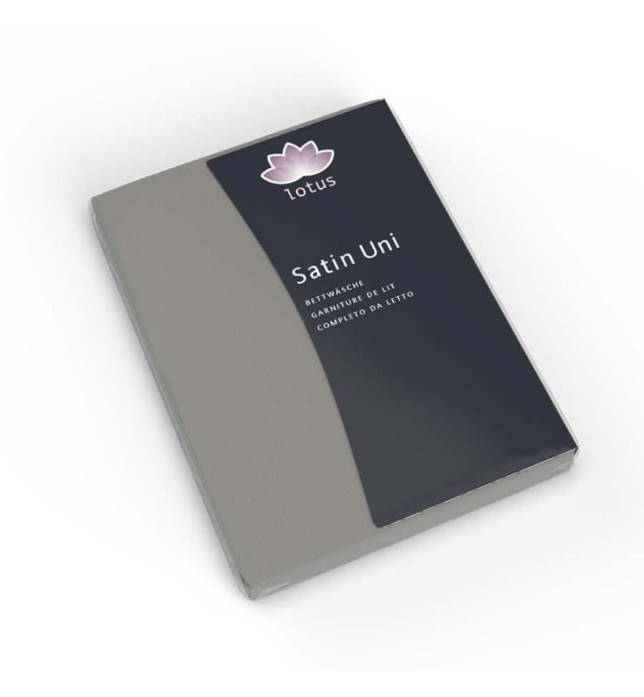 LOTUS - Literie satin uni titane - 160 x 210 cm