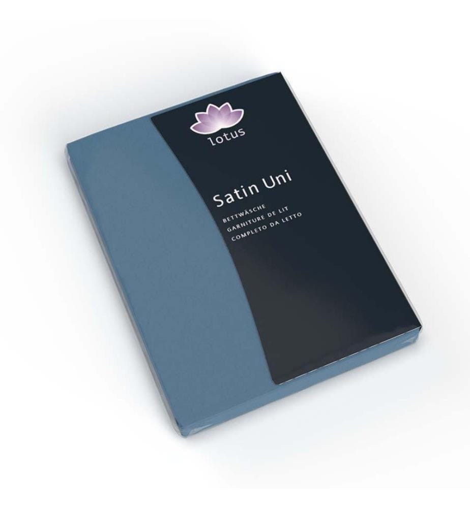 LOTUS - Literie satin uni bleu - 200 x 210 cm