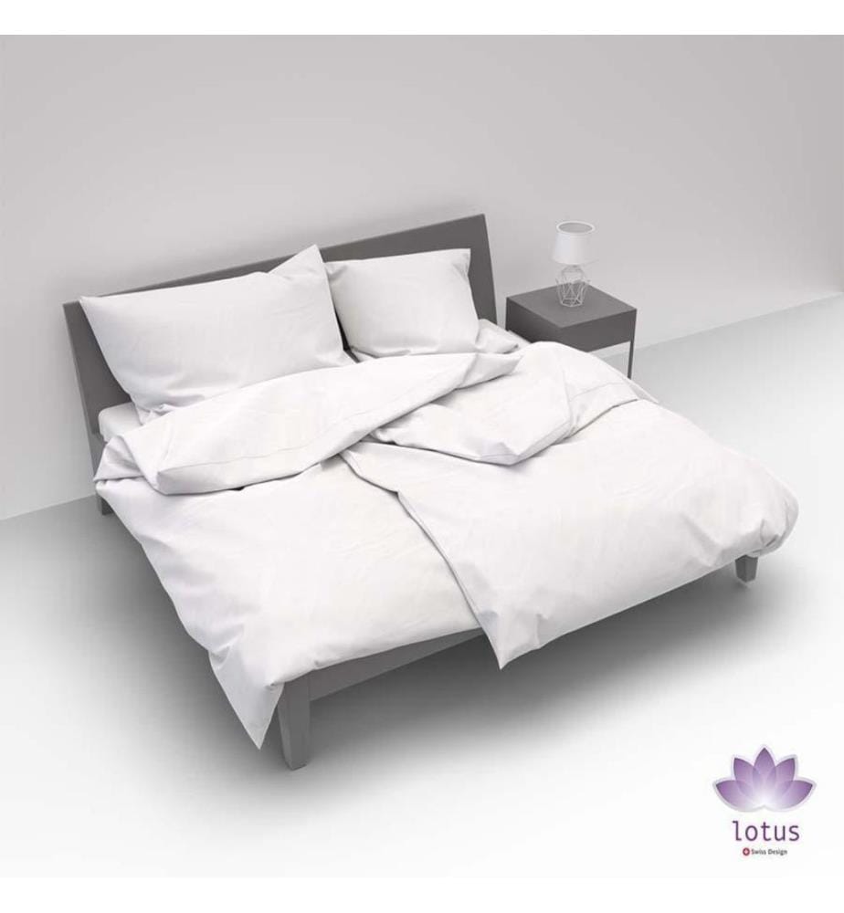 LOTUS - Literie satin uni blanc - 160 x 210 cm