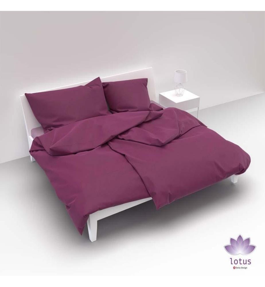 LOTUS - Literie satin uni prune - 160 x 210 cm
