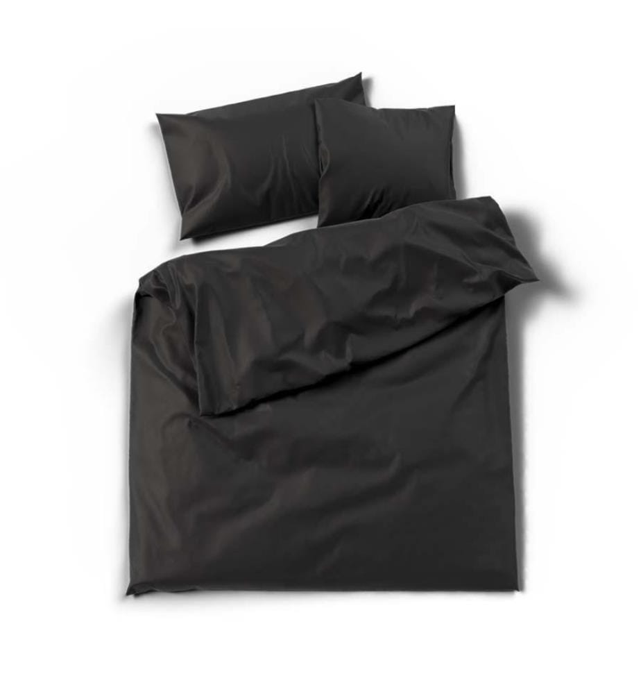 LOTUS - Literie satin uni noir - 200 x 210 cm