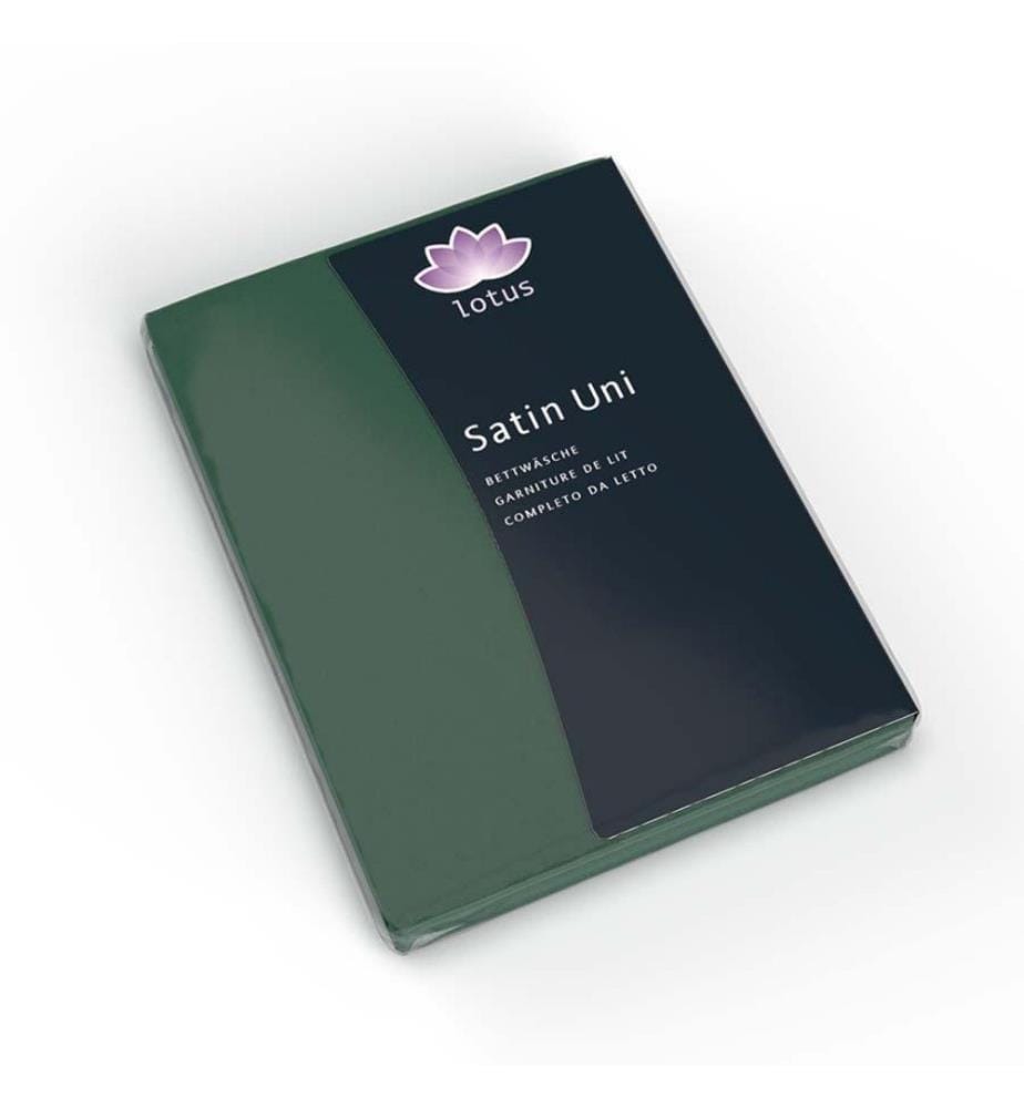 LOTUS - Literie satin uni vert - 200 x 210 cm