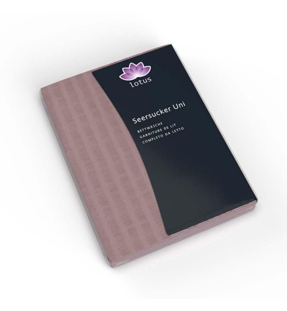 LOTUS - Literie Satin Seersucker uni "mauve" - 160 x 210 cm