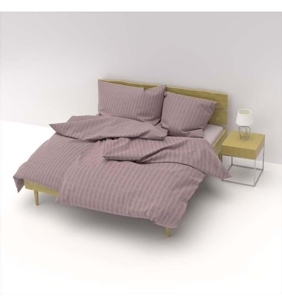 LOTUS - Literie Satin Seersucker uni "mauve" - 200 x 210 cm