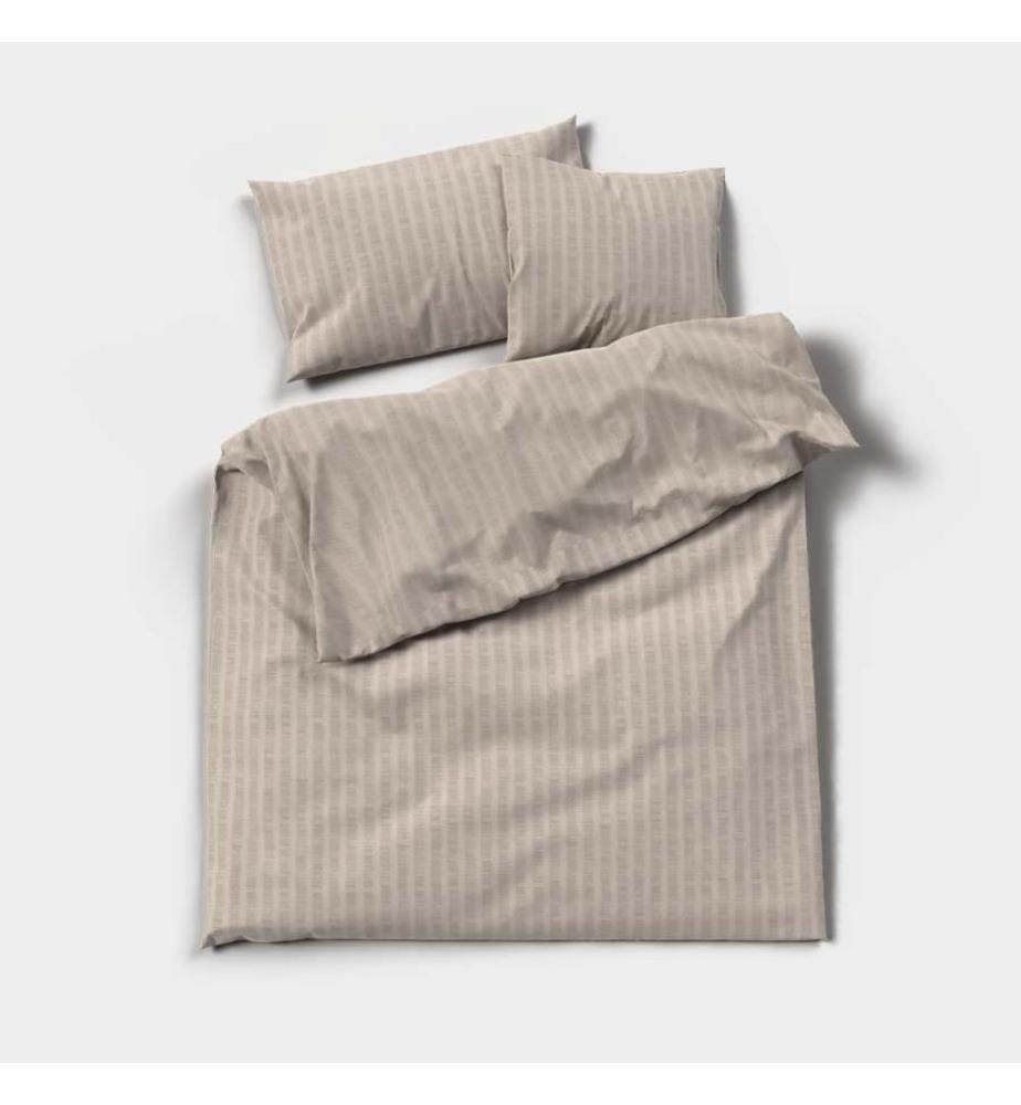 LOTUS - Bettwäsche Satin Seersucker uni Taupe - 240 x 240 cm