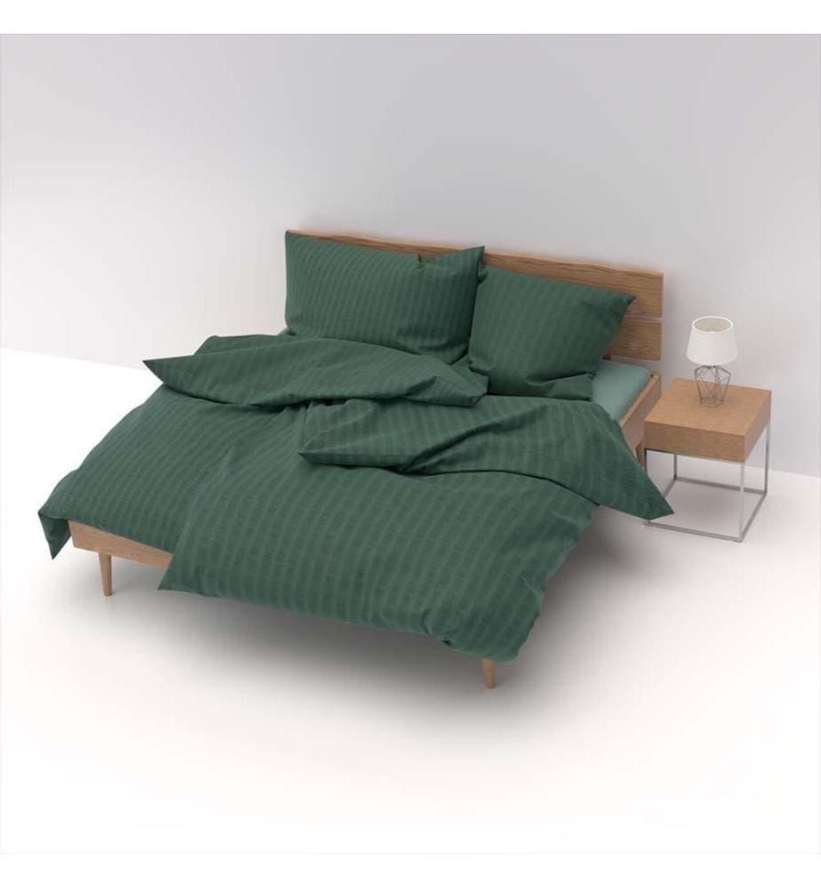 LOTUS - Literie Satin Seersucker Vert uni - 200 x 210 cm