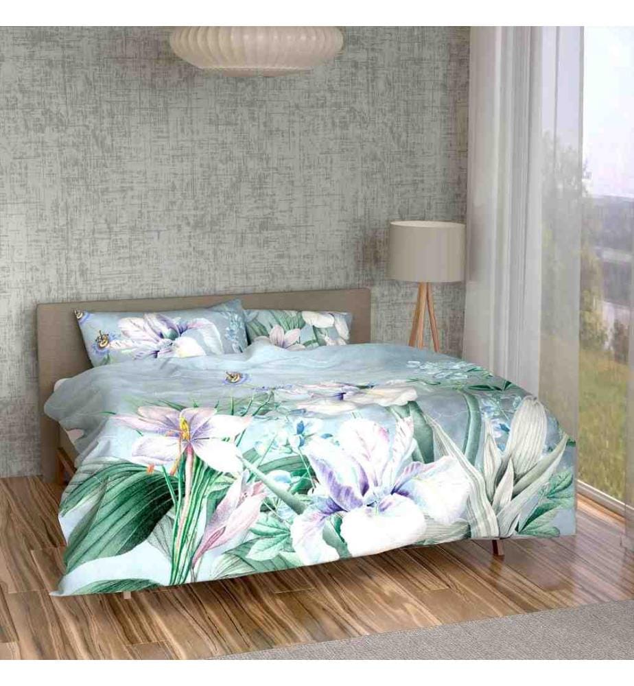 LOTUS - Création Satin Iris, linge de lit - 160 x 210 cm