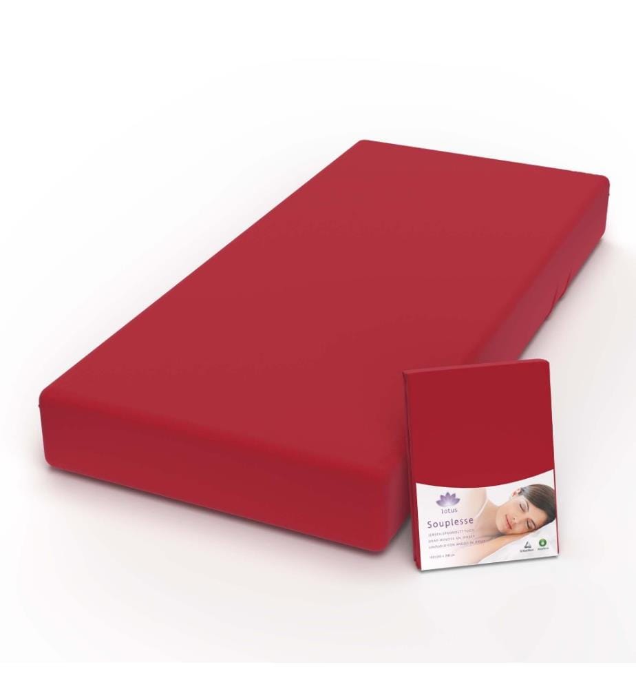 LOTUS - Drap-housse jersey Souplesse Rouge - 90-100 x 200 cm