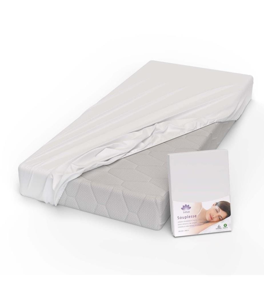 LOTUS - Drap-housse jersey Souplesse Blanc - 120 x 200 cm