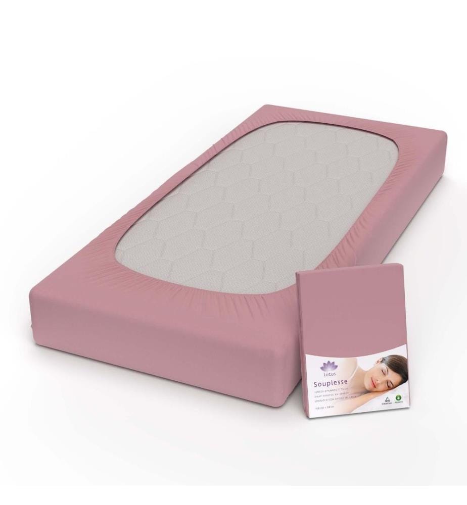 LOTUS - Drap housse jersey Souplesse "mauve" - 120 x 200 cm