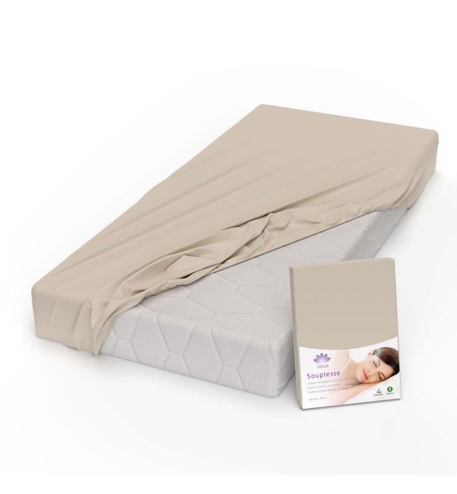 LOTUS - Drap-housse jersey Souplesse Sand - 120 x 200 cm
