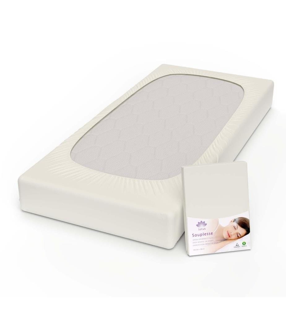 LOTUS - Drap-housse jersey Souplesse laine blanche - 120 x 200 cm