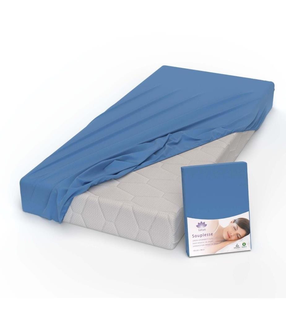 LOTUS - Drap-housse jersey Souplesse Océan - 140-160 x 200 cm