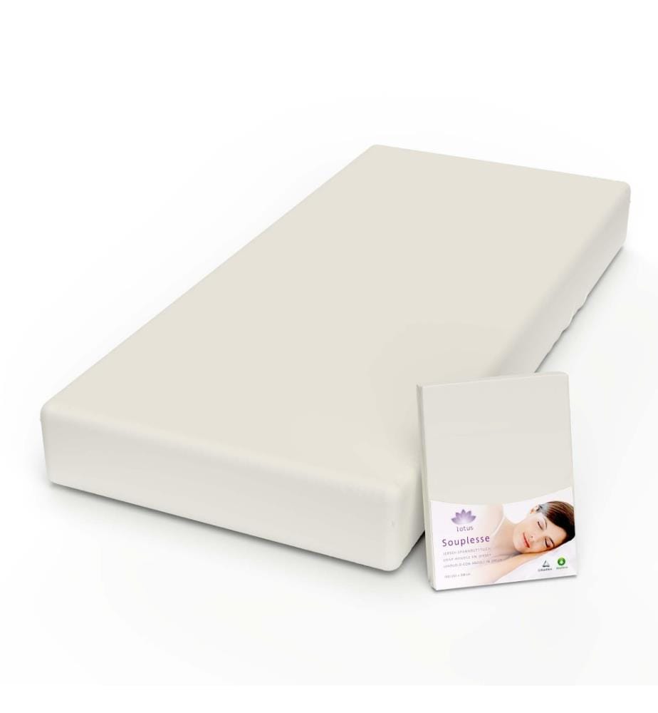 LOTUS - Drap-housse jersey Souplesse laine blanche - 180 x 200 cm