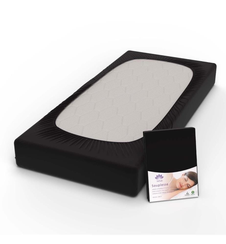 LOTUS - Jersey Fixleintuch Souplesse Schwarz - 200 x 220 cm