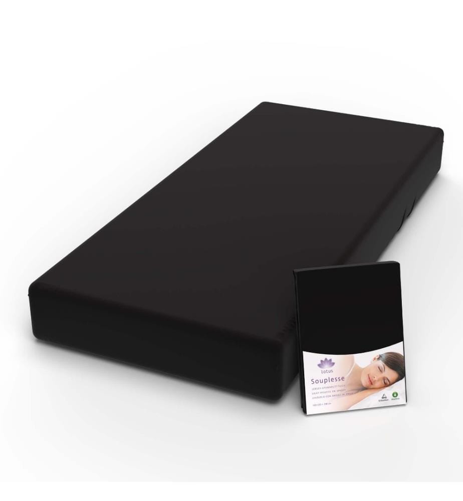 LOTUS - Jersey Fixleintuch Souplesse Schwarz - 200 x 220 cm
