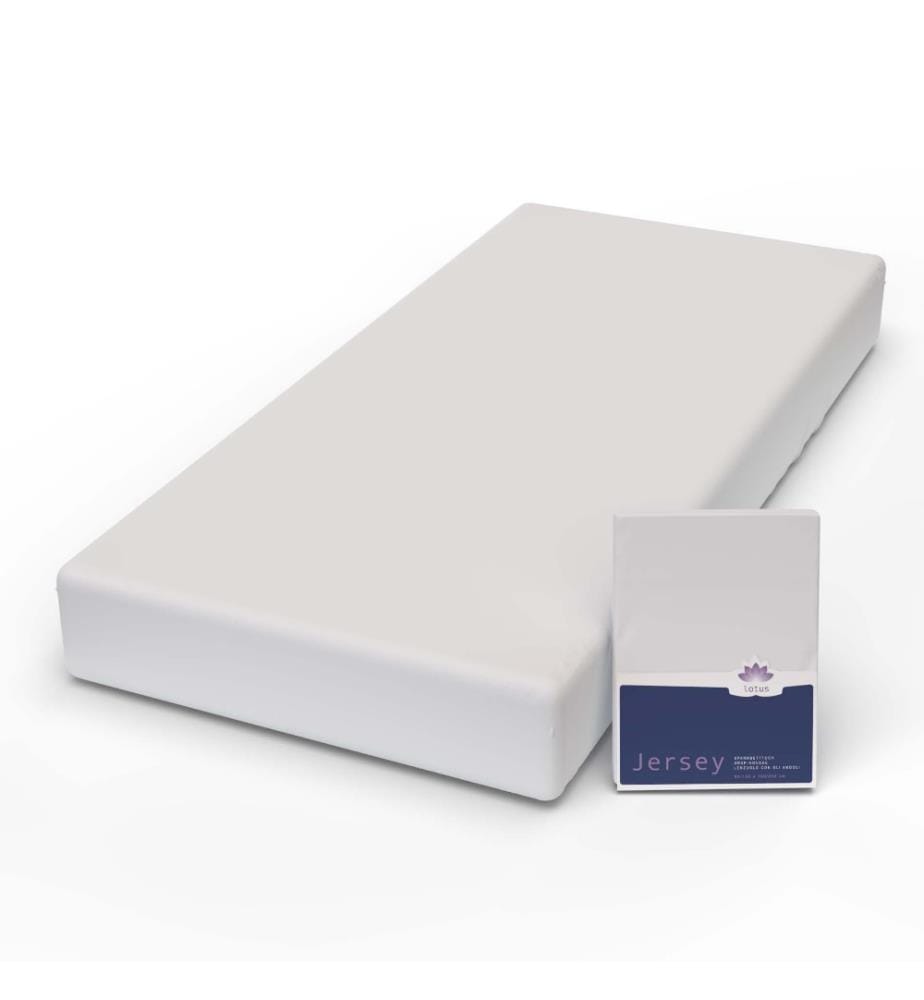 LOTUS - Jersey Fix Comfort, blanc 100x200cm Blanc - 90-100 x 200 cm