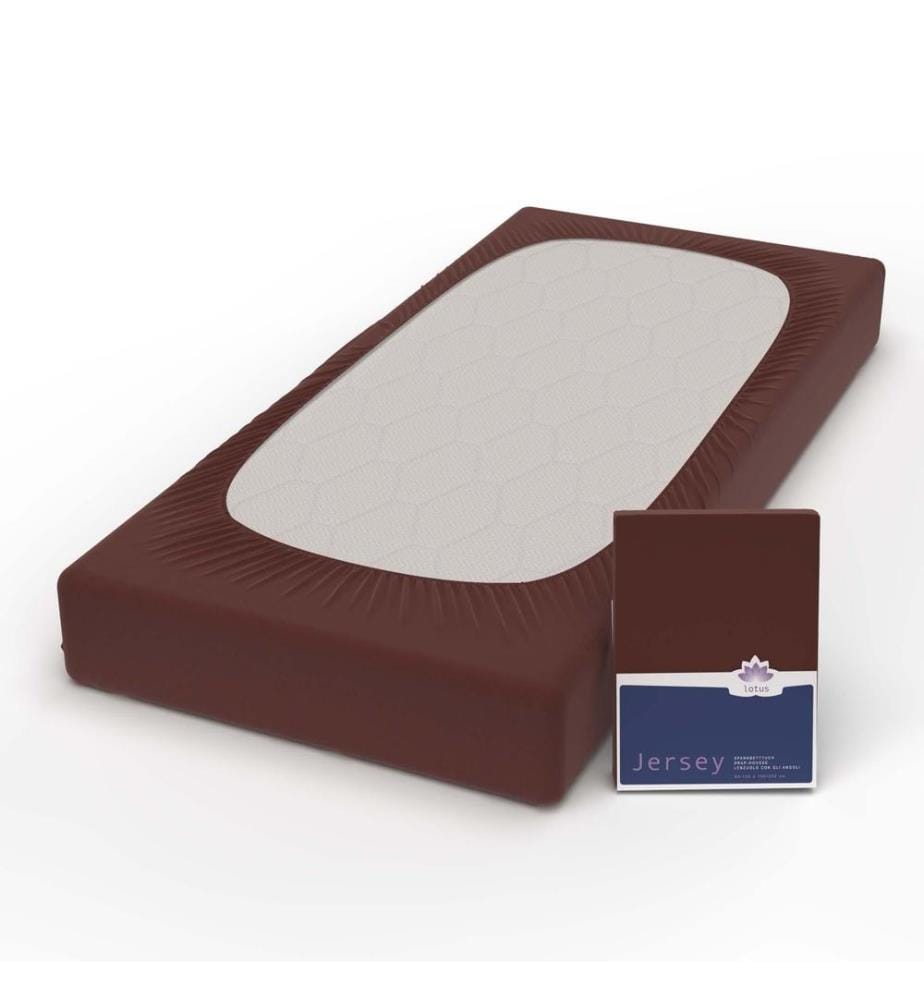 LOTUS - Drap-housse jersey Confort Chocolat - 120 x 200 cm