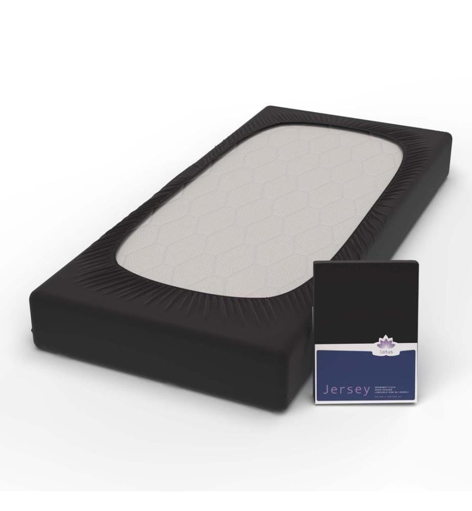 LOTUS - Jersey Fixleintuch Comfort Schwarz - 180 x 200 cm