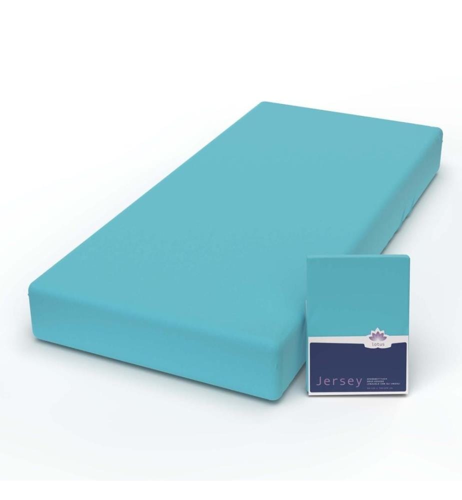 LOTUS - Drap-housse jersey Comfort Turquoise - 180 x 200 cm