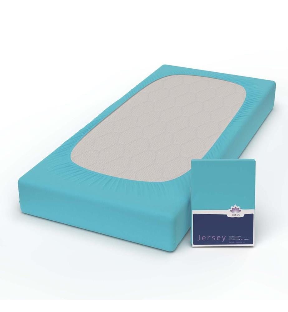 LOTUS - Drap-housse jersey Comfort Turquoise - 180 x 200 cm