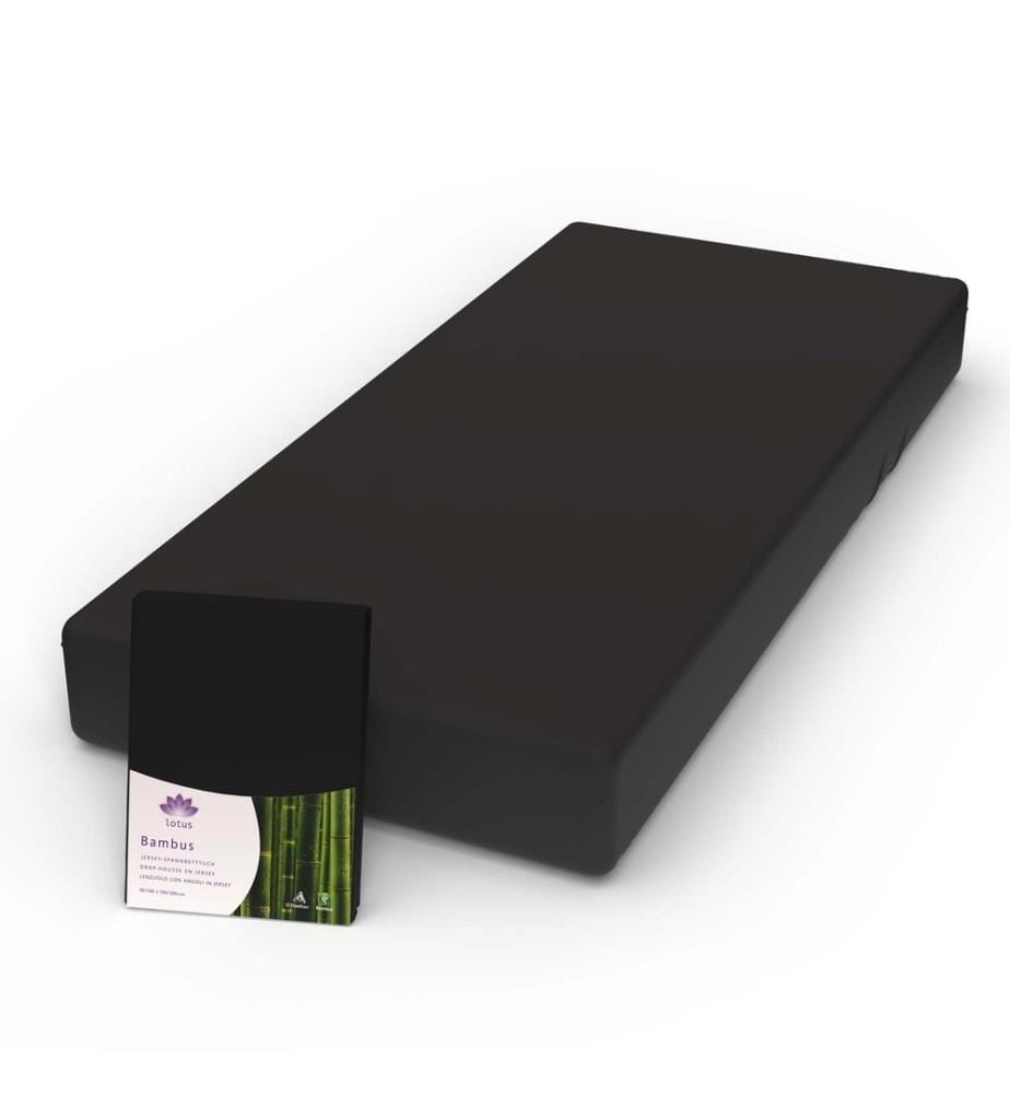 LOTUS - Drap-housse Bambou Jersey Noir - 90-100 x 200 cm