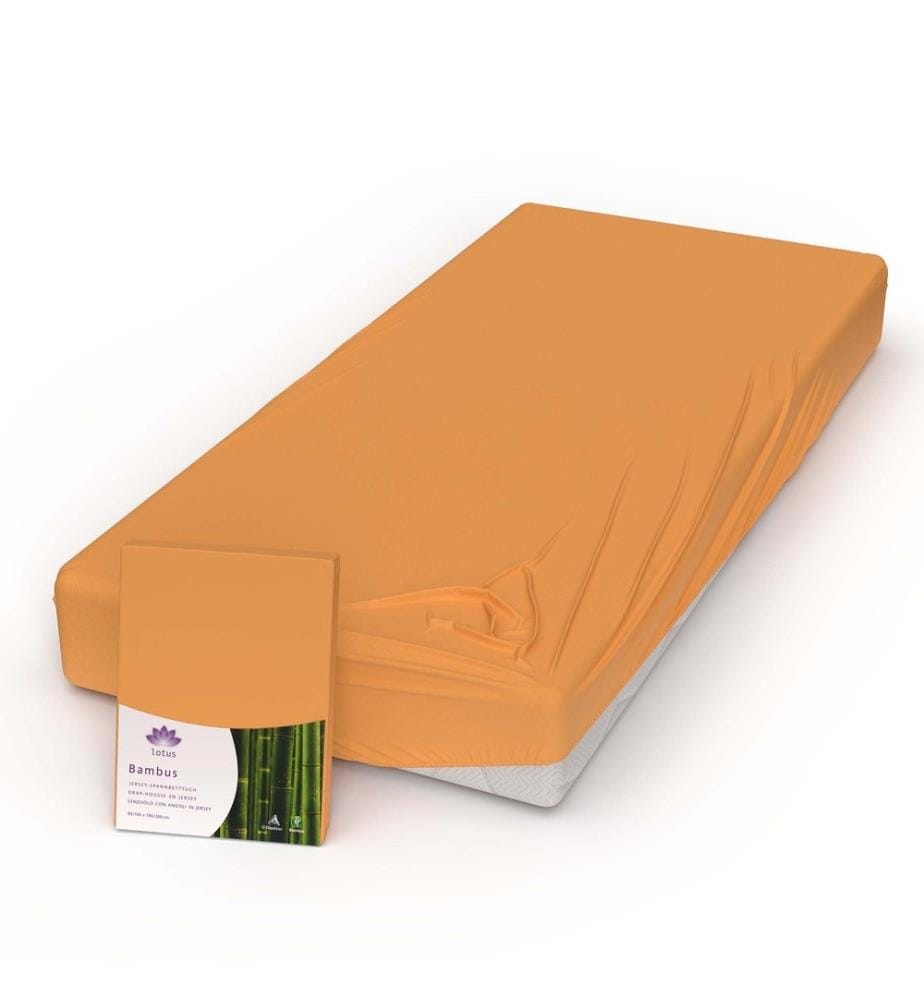 LOTUS - Drap-housse Bambou Jersey Orange - 140-160 x 200 cm