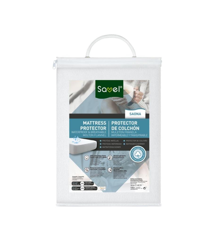 SAVEL - Protège-matelas imperméable Saona Flanelle - 90 x 200 cm