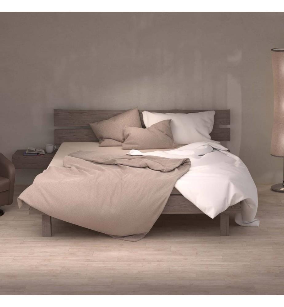 LOTUS - Literie flanelle unie taupe - 160 x 210 cm
