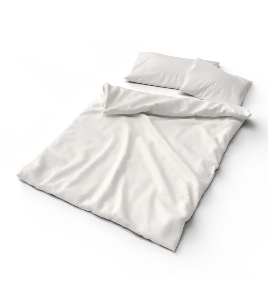 LOTUS - Literie flanelle unie laine blanche - 160 x 210 cm