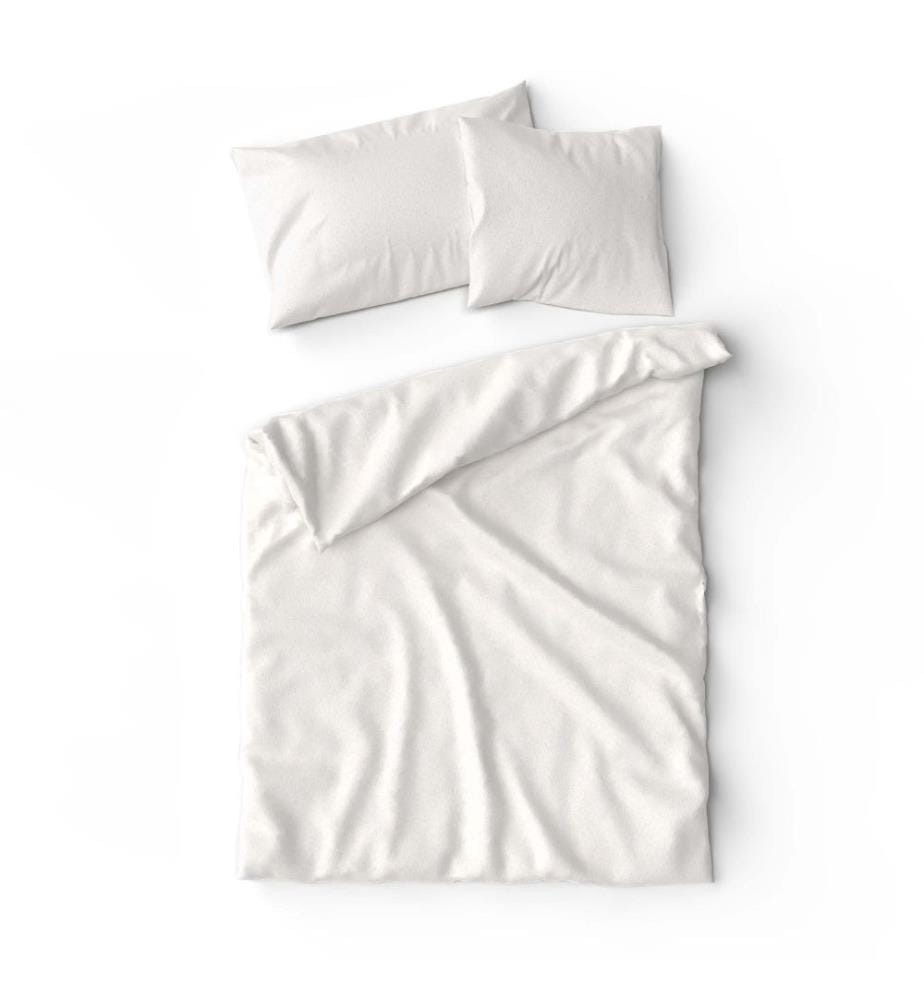 LOTUS - Literie flanelle unie blanc laine - 50 x 70 cm