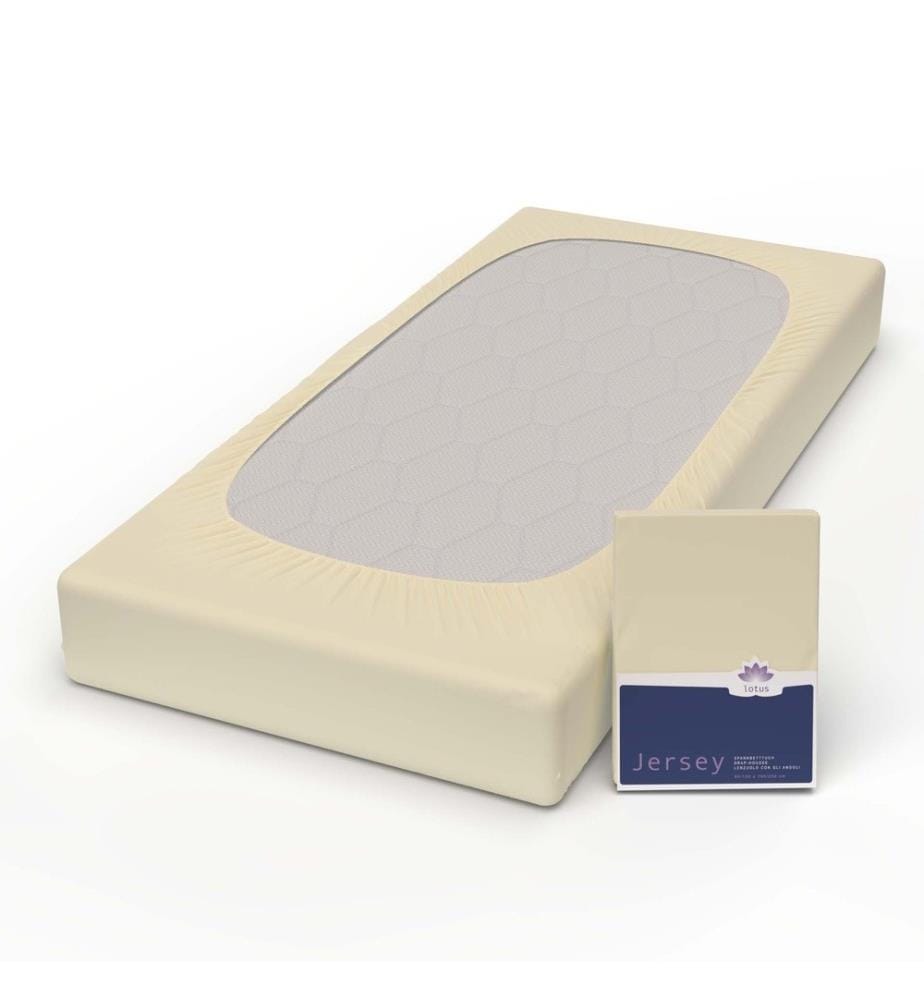 LOTUS - Drap-housse jersey Comfort vanille - 120 x 200 cm