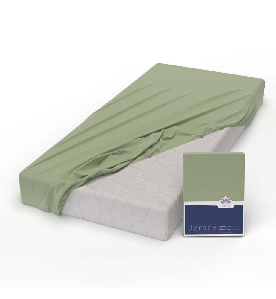LOTUS - Drap-housse Jersey Confort forêt - 140-160 x 200 cm