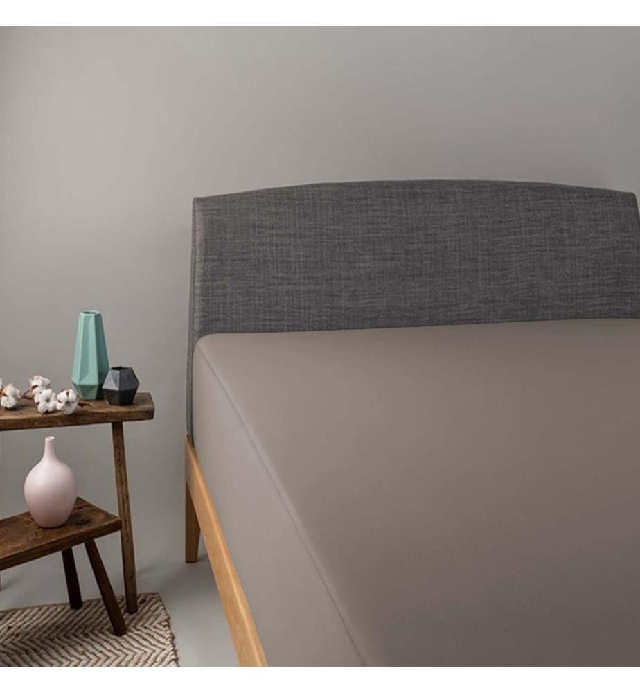 VELFONT - Drap-housse imperméable Respira Taupe - 120 x 200 cm