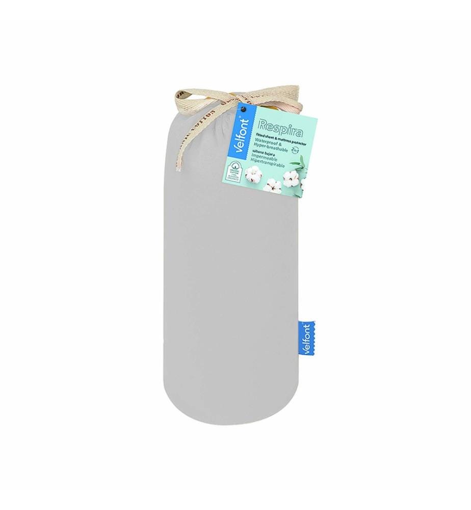 VELFONT - Fixed sheet waterproof Respira light gray - 200 x 210-220 cm