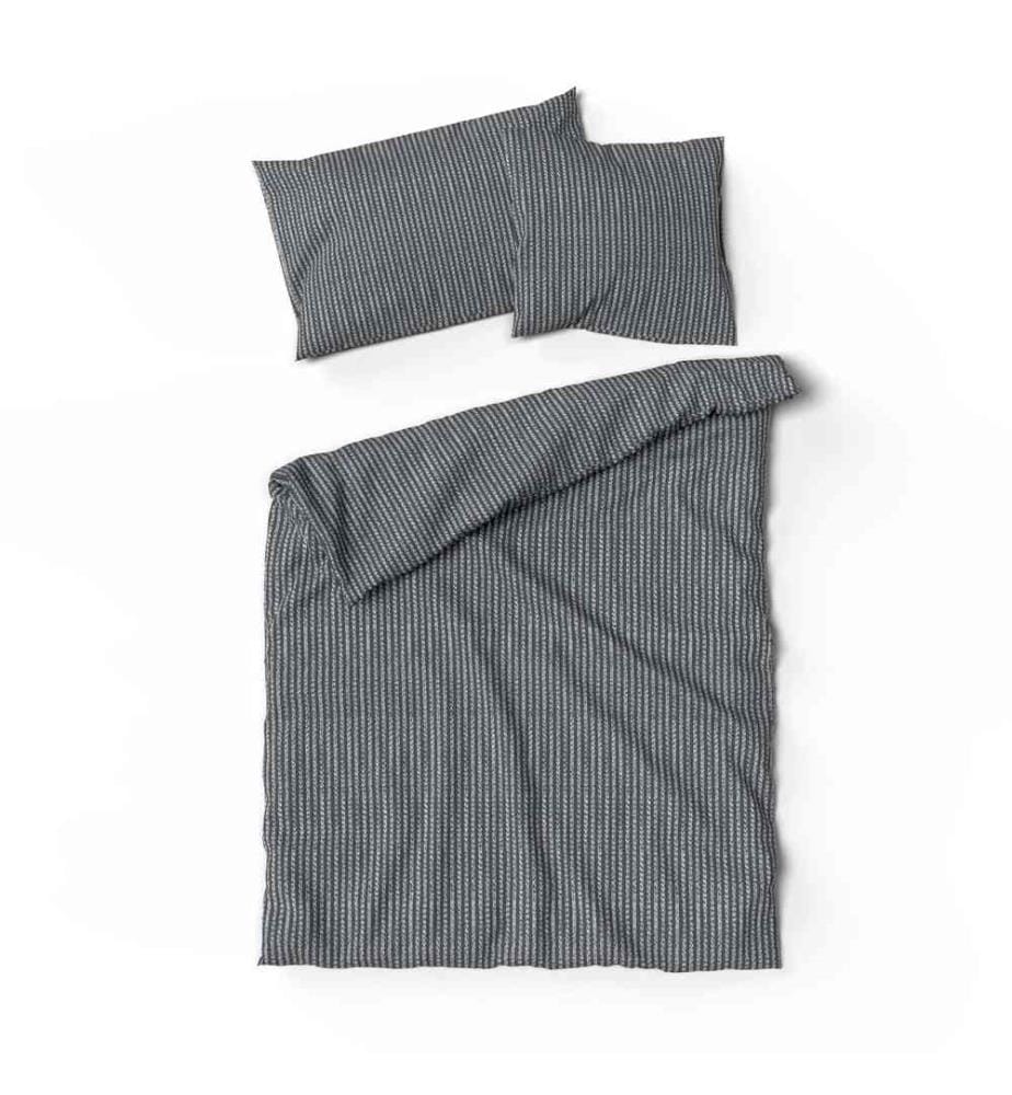LOTUS - Linge de lit Bambou ligne anthracite - 160 x 210 cm