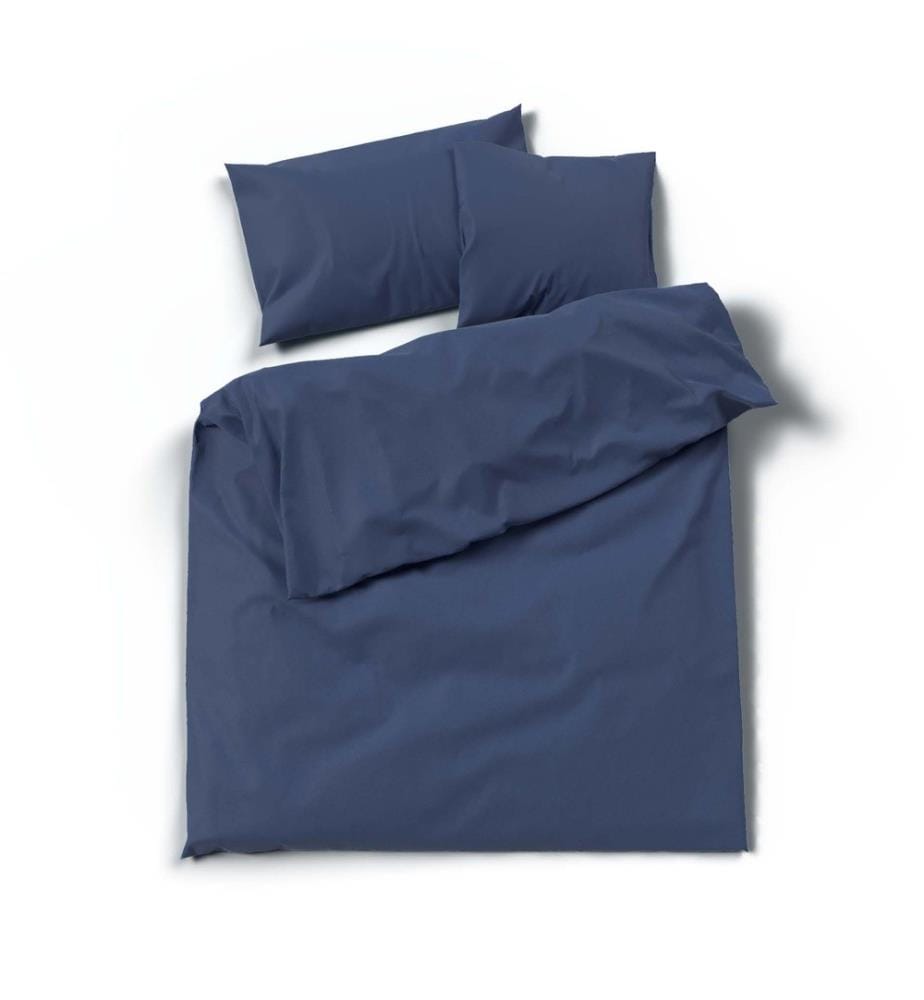 LOTUS - Literie satin uni bleu nuit - 160 x 240 cm
