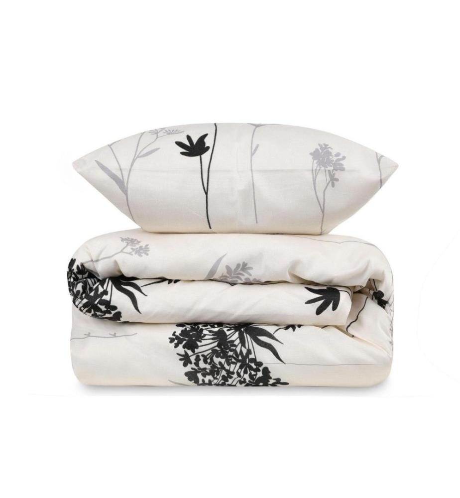 Single Quilt Cover Set, Grey Beige Black, 65% Cotton - 35% Polyester
