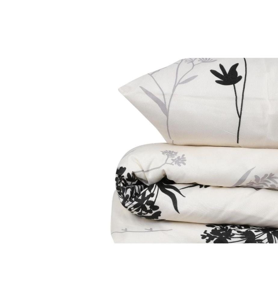 Single Quilt Cover Set, Grey Beige Black, 65% Cotton - 35% Polyester