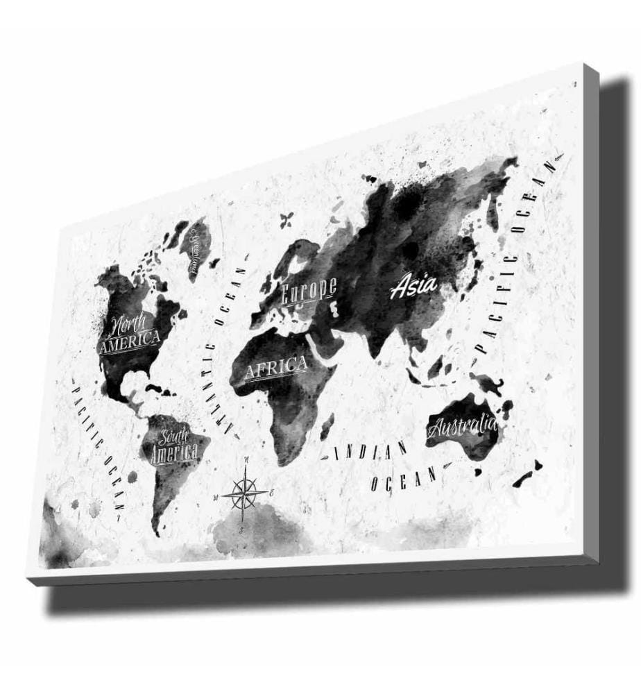 Peinture décorative sur toile, blanche, grise, noire, toile, cadre en bois de pin