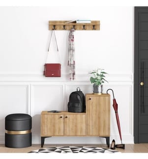 Schuhschrank, Eiche, Melaminbeschichtete Spanplatte