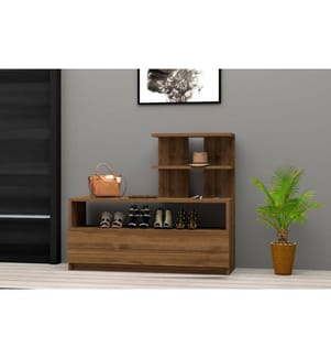 Schuhschrank, Braun, Melaminbeschichtete Spanplatte